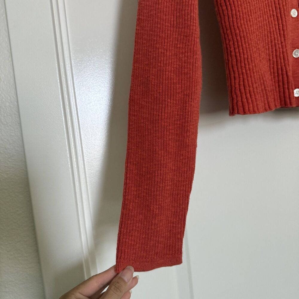 Alex Mill Finney Sz Xs Cotton Linen Ribbed Knit Cardigan Y2k Fall View 4